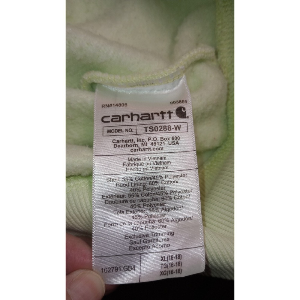 Carhartt Women Relaxed Fit Midweight Logo Sleeve Graphic Sweatshirt Sz L Green - Picture 7 of 9